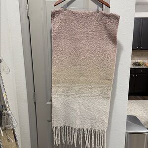 Mersea mer sea tan beige cream tassel knit blanket scarf wrap OS
